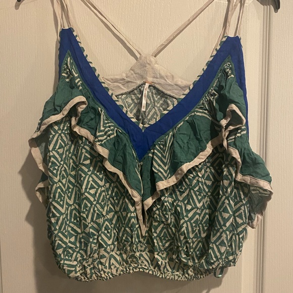 Free People - brand new beautiful top - green and blue - size x-small - Picture 8 of 10